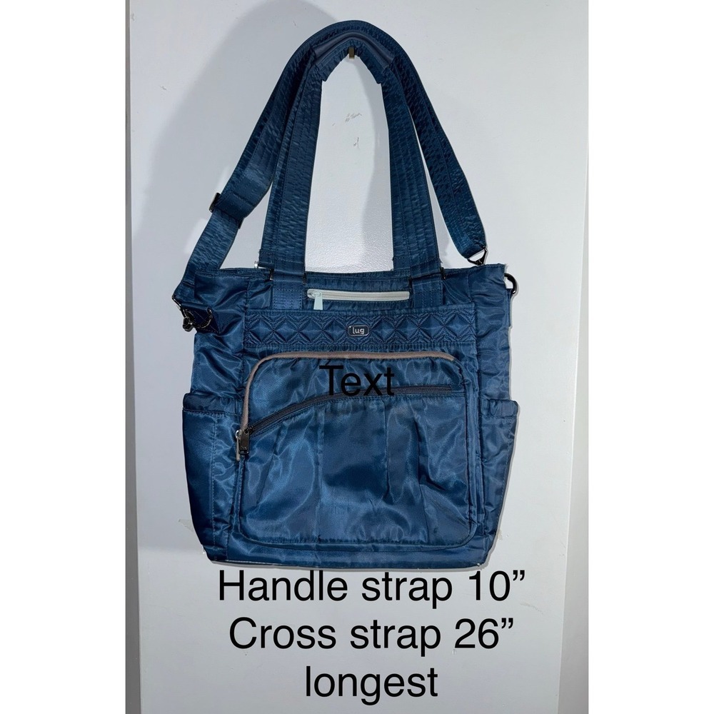 Lug Ace blue tote‎ with crossbody strap multi pocketed large size